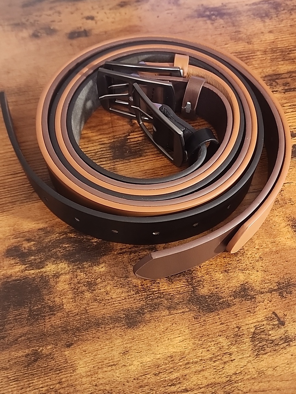 2 Sets Of 3pcs Men's Belts 1 Pk Is E-80 and The Other Is E-100 Black,Brown,khaki